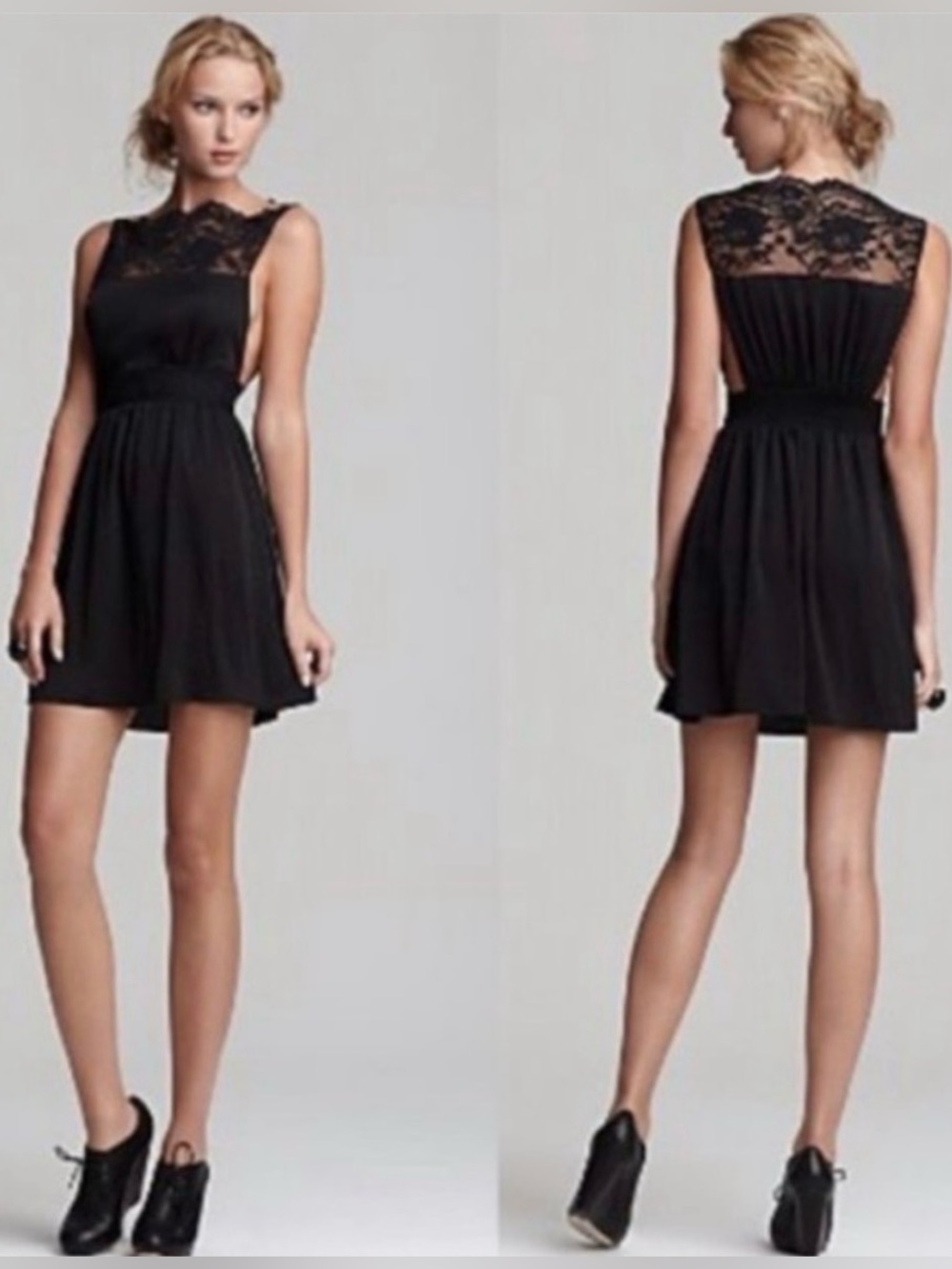 Free People Black Sleeveless Floral Lace Dress - Picture 2 of 10